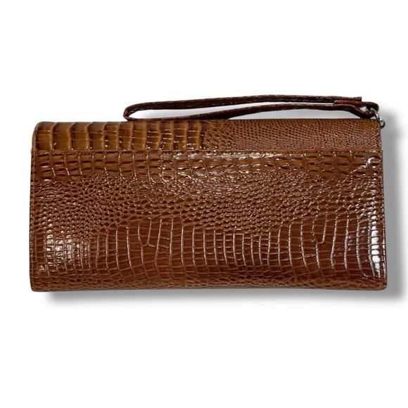 Vintage Faux Alligator Crocodile Wallet Wristlet Clutch with Checkbook Holder - Picture 4 of 6